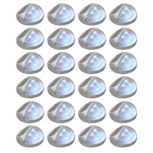 24 db ezüstszínű kerek kültéri napelemes LED falilámpa