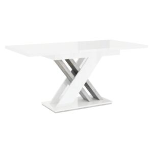 Rozkládací jídelní stůl SAXO, 120-160x75x80, bílý lesk/beton