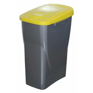 Szelektív hulladékgyűjtő kosár, 42 x 31 x 21 cm, sárga fedél, 15 l