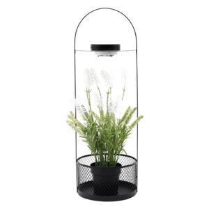 Dekoratív állvány virágcsereppel, LED világítás, 50 cm, művirággal, VELOM TYP 1