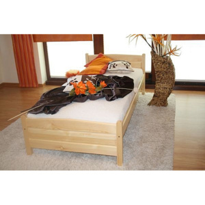 ANGEL magasított ágy + matrac + ágyrács, 90x200 cm, natúr-lakk