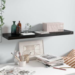 VidaXL magasfényű fekete MDF fali polc 90 x 23,5 x 3,8 cm