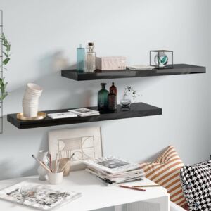 VidaXL 2 db magasfényű fekete MDF fali polc 90 x 23,5 x 3,8 cm