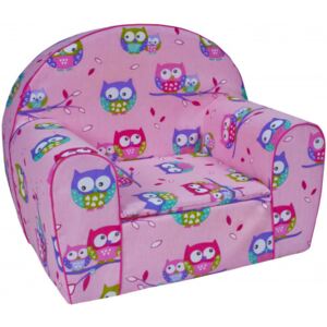Aga gyerek fotel FBS3 - bagoly mintás rózsaszín
