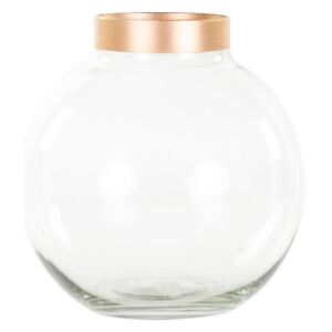 Gömb formájú váza, arany szegéllyel, 15 cm, átlátszó - LUCIOLE