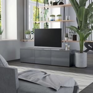 Magasfényű szürke forgácslap TV-szekrény 120 x 34 x 30 cm