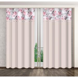 Romantikus rózsaszín függöny virágmotívummal Hossz: 250 cm