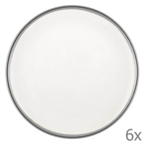 Halos Silver 6 db-os fehér porcelán desszertes tányér szett, ⌀ 19 cm - Mia