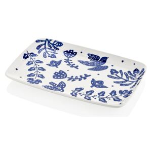 Bloom kék-fehér porcelán szervírozó tányér, 34 x 25 cm - Mia