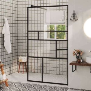 VidaXL fekete zuhanyfal átlátszó ESG üveggel 90 x 195 cm