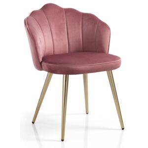 SHELL design bársony szék - rózsaszín