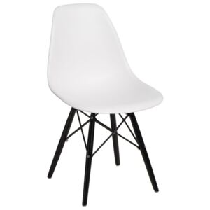 P016W PP szék fehér - fekete fa lábakkal