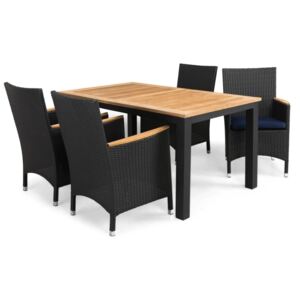 Asztal és szék garnitúra VG4187 Sötétszürke + kék + barna
