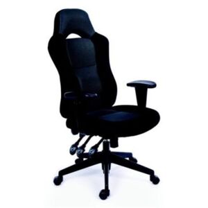 Főnöki szék, fekete/szürke gyöngyszövet-borítás, fekete lábkereszt, MAYAH Racer (BBSZVV21)