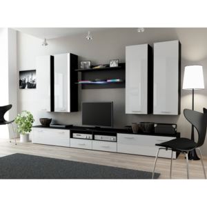 MEBLINE Nappali bútor DREAM 3C fekete / fehér fényes