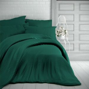 Kvalitex Stripe szatén ágynemű, sötétzöld, 140 x 220 cm, 70 x 90 cm, 140 x 220 cm, 70 x 90 cm