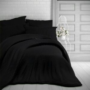 Kvalitex Stripe szatén ágynemű, fekete, 140 x 220 cm, 70 x 90 cm, 140 x 220 cm, 70 x 90 cm