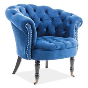 Phillips Velvet Chesterfield fotel kék
