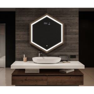 Fürdőszobai tükör LED világítással - Hexagon