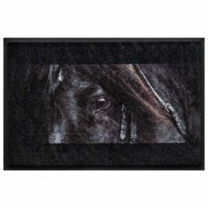 Állatos prémium lábtörlő - fekete ló (100*70)
