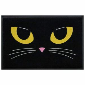 Ünnepi prémium lábtörlő - fekete macska (100*70)