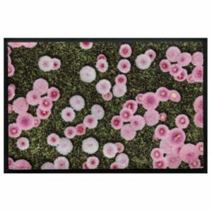 Virágok és levelek prémium lábtörlő - rózsaszín virágok (100*70)