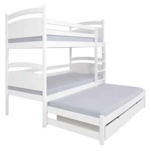 FA PETRA 2 emeletes ágy 200x90 cm pótággyal és tároló fiókkal Szín: Fehér, Leesésgátló: Leesésgátló nélkül