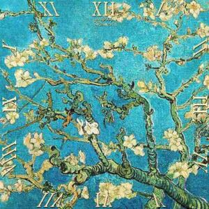 Van Gogh Mandulavirágzás üveg falióra