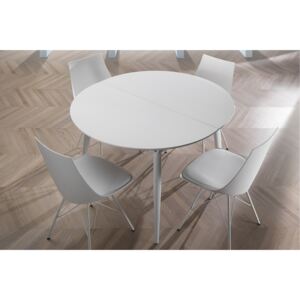 SALERNO CIRCLE magasfényű fehér bővíthető design étkezőasztal