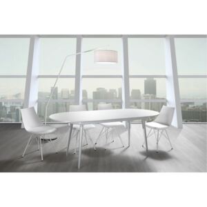 SALERNO OVAL magasfényű fehér bővíthető design étkezőasztal