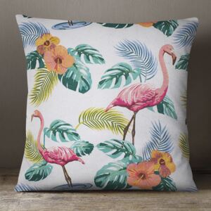 Goldea dekoratív párnahuzat - cikkszám 306, flamingó madarak és trópikus növények 30 x 50 cm
