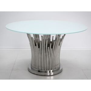 VERONICA kerek étkezőasztal - ezüst/fehér - 130cm
