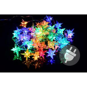 Karácsonyi LED világítás 14m/40x LED - színes csillagok