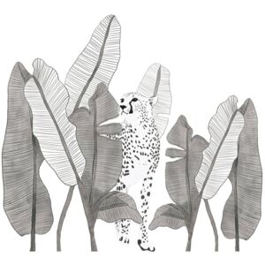 "Fekete-fehér leopárd és pálmalevelek" nagy méretű falmatrica, Lilipinso