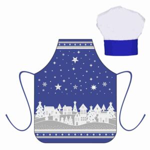 Karácsonyi gyermek szett - kötény szakácssapkával, kék