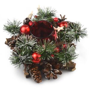 Neige karácsonyi rattan gyertyatartó, piros, 20 cm