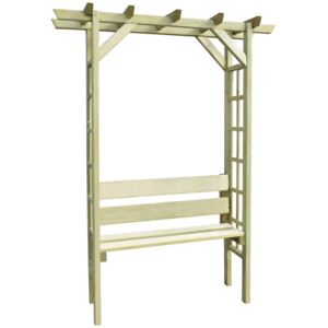 Impregnált fenyőfa kerti pergola paddal 150 x 50 x 200 cm