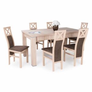 Tony asztal Herman székekkel | 6 személyes étkezőgarnitúra 160cm(+40cm) x 90cm