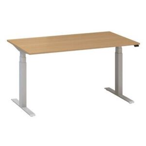 Alfa Up állítható magasságú irodai asztal szürke lábazattal, 140 x 80 x 61,5-127,5 cm, vadkörte mintázat