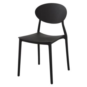 Műanyag rakásolható szék, fekete - COMPASS