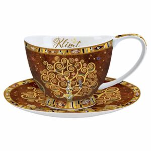 Klimt porcelán csésze aljjal díszdobozban - 320 ml - Életfa CARMANI
