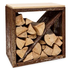 Blumfeldt Firebowl Kindlewood S Rust, fa állvány, pad, 57 × 56 × 36 cm, bambusz, cink