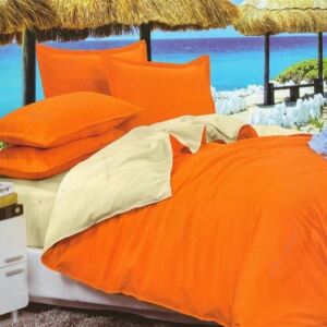 Narancssárga és krémszínű pamut ágyneműhuzat - 7 részes ágyneműhuzat