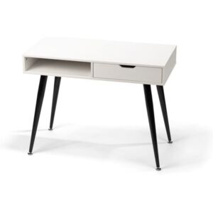 Diego fehér íróasztal, fekete fém lábakkal - loomi.design