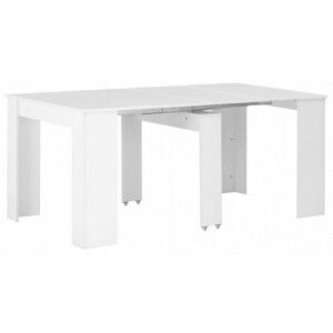 Magasfényű fehér kihúzható étkezőasztal 175 x 90 x 75 cm