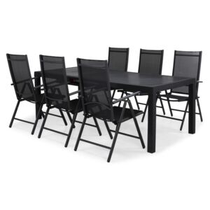 Asztal és szék garnitúra VG4063 Sötétszürke + fekete