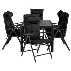 Asztal és szék garnitúra VG7473, Párna színe: Fekete