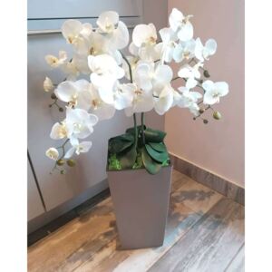Kocka padlóvázás orchidea(bézs/fehér)