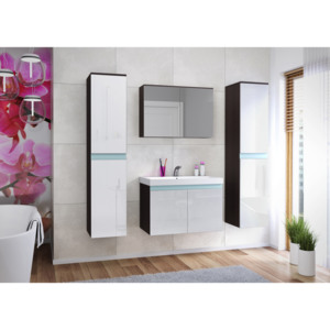SIMBA fürdőszoba összeállítás + mosdó, fekete/magasfényű fehér