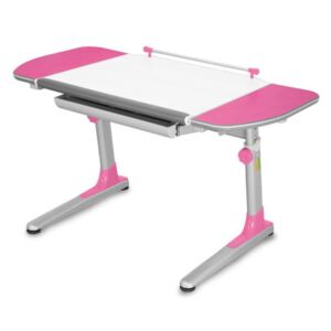 PROFI 3 32W319 fehér íróasztal, rózsaszín kiegészítőkkel